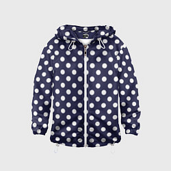 Ветровка с капюшоном детская Синий в белый горошек, цвет: 3D-белый
