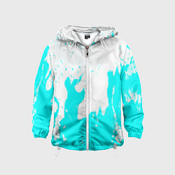 Ветровка с капюшоном детская Голубой огонь текстура, цвет: 3D-белый