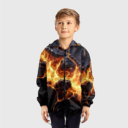 Ветровка с капюшоном детская Золотая лава текстура, цвет: 3D-черный — фото 2