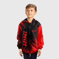 Ветровка с капюшоном детская Mini - red gradient вертикально, цвет: 3D-черный — фото 2