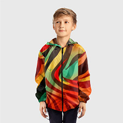 Ветровка с капюшоном детская Жаркая полосатая абстракция, цвет: 3D-черный — фото 2