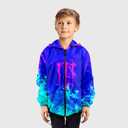 Ветровка с капюшоном детская Monster energy дым неоновый, цвет: 3D-черный — фото 2