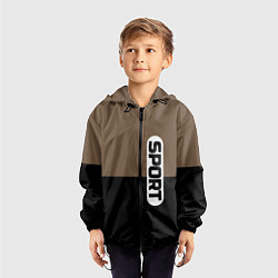 Ветровка с капюшоном детская Sport чёрно-коричневый с белым, цвет: 3D-черный — фото 2