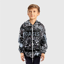 Ветровка с капюшоном детская Oasis на фоне гитар, цвет: 3D-белый — фото 2