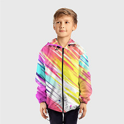 Ветровка с капюшоном детская Брызги краски на белом фоне, цвет: 3D-черный — фото 2