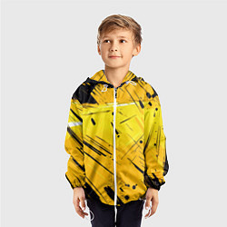 Ветровка с капюшоном детская Желтая краска на черном фоне, цвет: 3D-белый — фото 2
