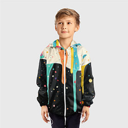 Ветровка с капюшоном детская Разноцветные капли текстура, цвет: 3D-белый — фото 2