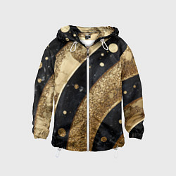 Ветровка с капюшоном детская Выпуклая золотая текстура на черном, цвет: 3D-белый