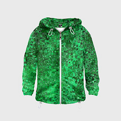 Ветровка с капюшоном детская Зелёный малахит абстрактная текстура, цвет: 3D-белый