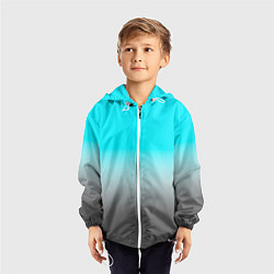 Ветровка с капюшоном детская Серо-голубой светлый градиент, цвет: 3D-белый — фото 2