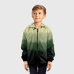 Ветровка с капюшоном детская Зелёный полосами от светлого к тёмному текстурные, цвет: 3D-черный — фото 2