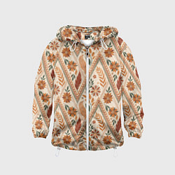 Детская ветровка Терракотовый геометрический узор с цветами