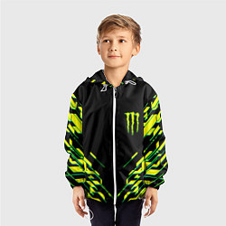 Ветровка с капюшоном детская Monster energy кислотная геометрия, цвет: 3D-белый — фото 2