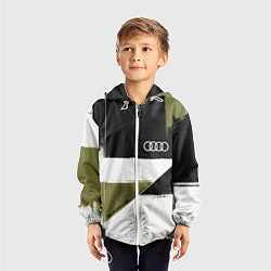 Ветровка с капюшоном детская Ауди логотип, цвет: 3D-белый — фото 2