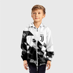 Ветровка с капюшоном детская Juventus geometry black, цвет: 3D-белый — фото 2