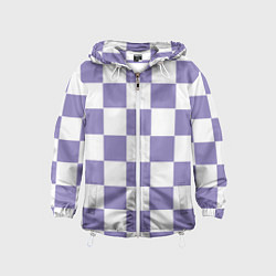 Ветровка с капюшоном детская Квадраты фиолетовые, цвет: 3D-белый