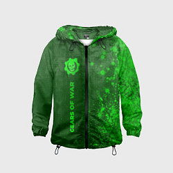 Ветровка с капюшоном детская Gears of War - green gradient по-вертикали, цвет: 3D-черный
