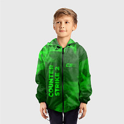 Ветровка с капюшоном детская Counter Strike 2 - green gradient вертикально, цвет: 3D-черный — фото 2