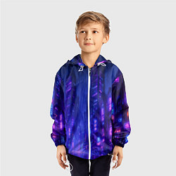 Ветровка с капюшоном детская Одинокий город неона, цвет: 3D-белый — фото 2