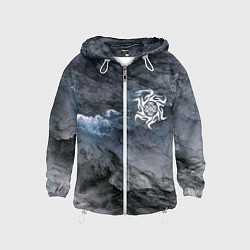 Ветровка с капюшоном детская Символика Белобога - оберег, цвет: 3D-белый