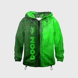 Ветровка с капюшоном детская Doom - green gradient по-вертикали, цвет: 3D-черный