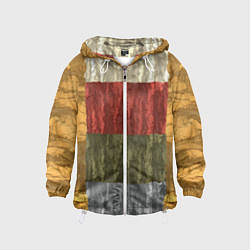 Ветровка с капюшоном детская Цветной узор абстрактная графика, цвет: 3D-белый