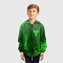 Ветровка с капюшоном детская Destiny - green gradient вертикально, цвет: 3D-черный — фото 2