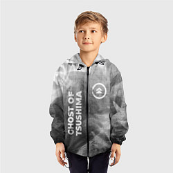 Ветровка с капюшоном детская Ghost of Tsushima - grey gradient вертикально, цвет: 3D-черный — фото 2