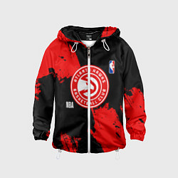 Ветровка с капюшоном детская Atlanta Hawks black and red, цвет: 3D-белый
