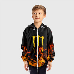 Ветровка с капюшоном детская Monster energy orange fire, цвет: 3D-белый — фото 2