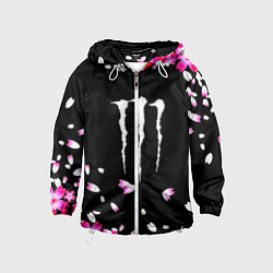 Ветровка с капюшоном детская Monster energy sakura, цвет: 3D-белый