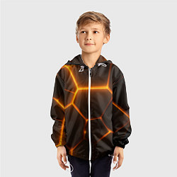 Ветровка с капюшоном детская Оранжевое свечение текстура, цвет: 3D-белый — фото 2