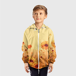 Ветровка с капюшоном детская Цветы на закате, цвет: 3D-белый — фото 2