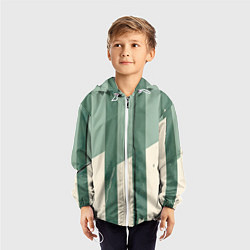 Ветровка с капюшоном детская Зеленые полосы, цвет: 3D-белый — фото 2