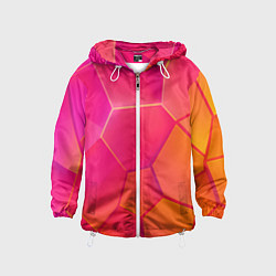 Ветровка с капюшоном детская Розово-оранжевые плиты, цвет: 3D-белый