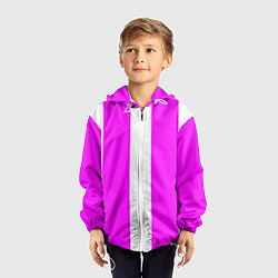 Ветровка с капюшоном детская Color white pink line, цвет: 3D-белый — фото 2