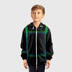 Ветровка с капюшоном детская Neon green light blue, цвет: 3D-белый — фото 2