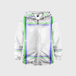 Ветровка с капюшоном детская Neon white green light blue, цвет: 3D-белый