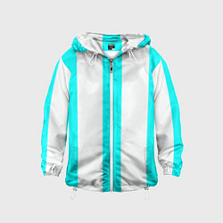 Ветровка с капюшоном детская Color light blue white lines, цвет: 3D-белый