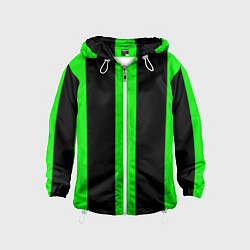 Ветровка с капюшоном детская Color green black lines, цвет: 3D-белый