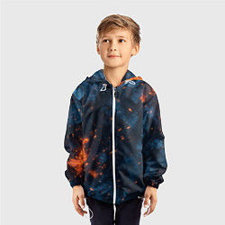 Ветровка с капюшоном детская Синий камуфляж с искрами, цвет: 3D-белый — фото 2