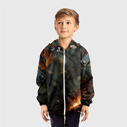 Ветровка с капюшоном детская Разорванный камуфляж с огнем, цвет: 3D-белый — фото 2