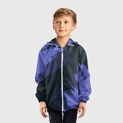 Ветровка с капюшоном детская Абстрактная текстура в синем, цвет: 3D-белый — фото 2