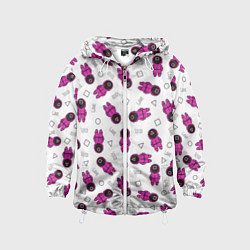 Ветровка с капюшоном детская Персонажи корейского сериала игра в кальмара, цвет: 3D-белый