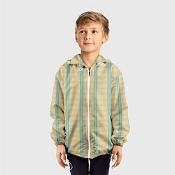 Ветровка с капюшоном детская Color beige cage light blue stripes, цвет: 3D-белый — фото 2