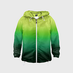 Ветровка с капюшоном детская Градиент укропное зеленое омбре, цвет: 3D-белый