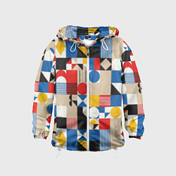 Ветровка с капюшоном детская Геометрический балаган, цвет: 3D-белый