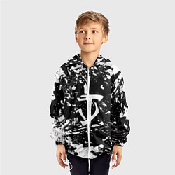 Ветровка с капюшоном детская Doom краски белые штрихи, цвет: 3D-белый — фото 2