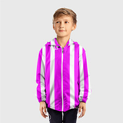 Ветровка с капюшоном детская Color white pink stripes, цвет: 3D-белый — фото 2