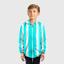 Ветровка с капюшоном детская Color blue white stripes, цвет: 3D-белый — фото 2